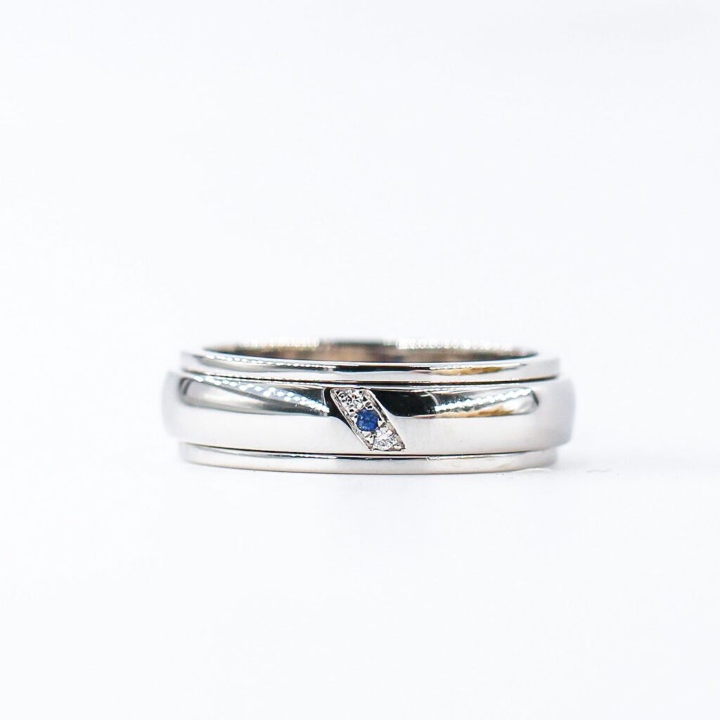 Gent's Wedding Band with Sapphire