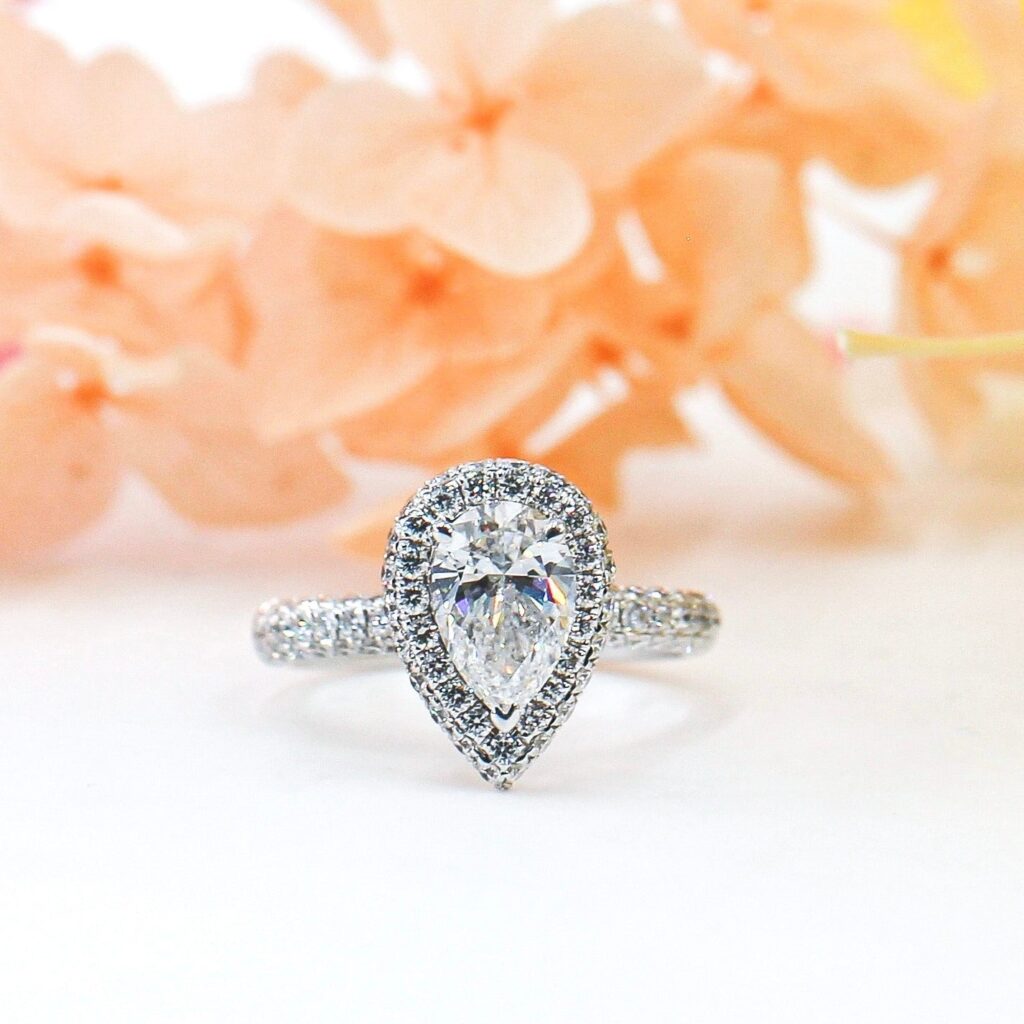 Pear Halo Diamond Engagement Ring