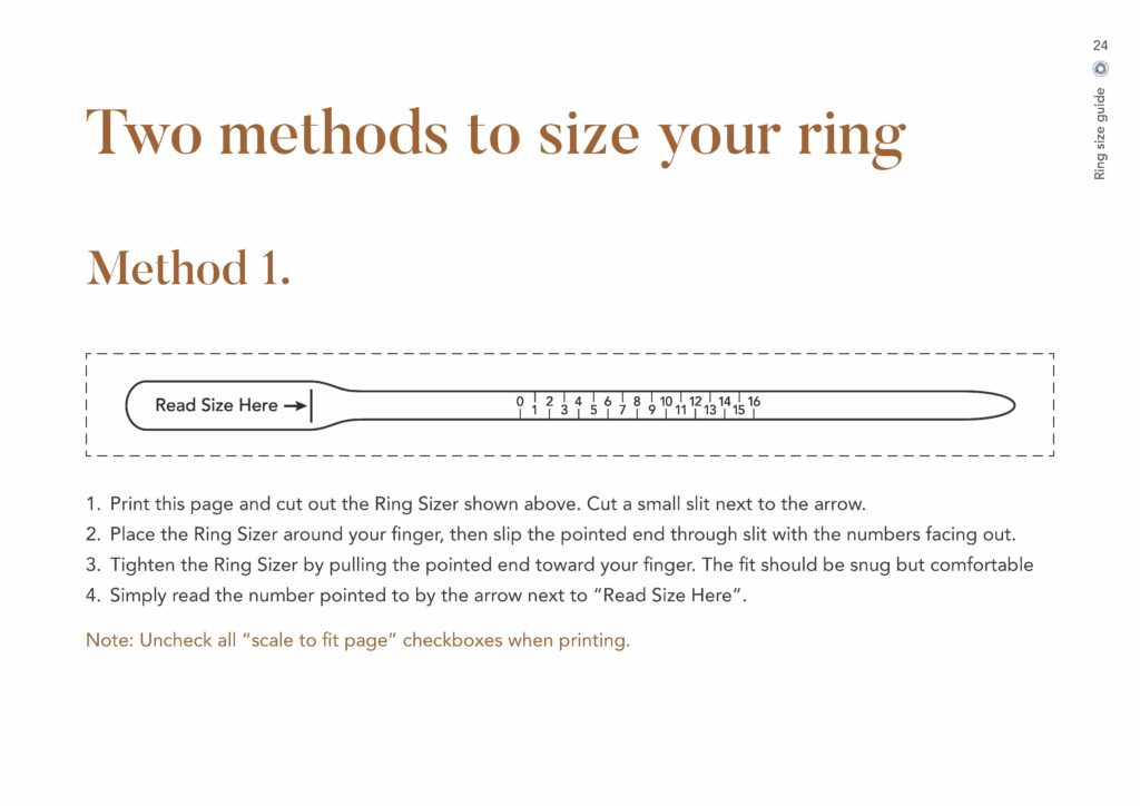 How to measure your ring size using a printable ring size chart